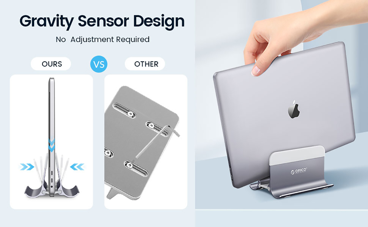 ORICO Aluminum Vertical Laptop Stand Gravity Locking Holder Desktop Notebook Stand Tablet Stand for