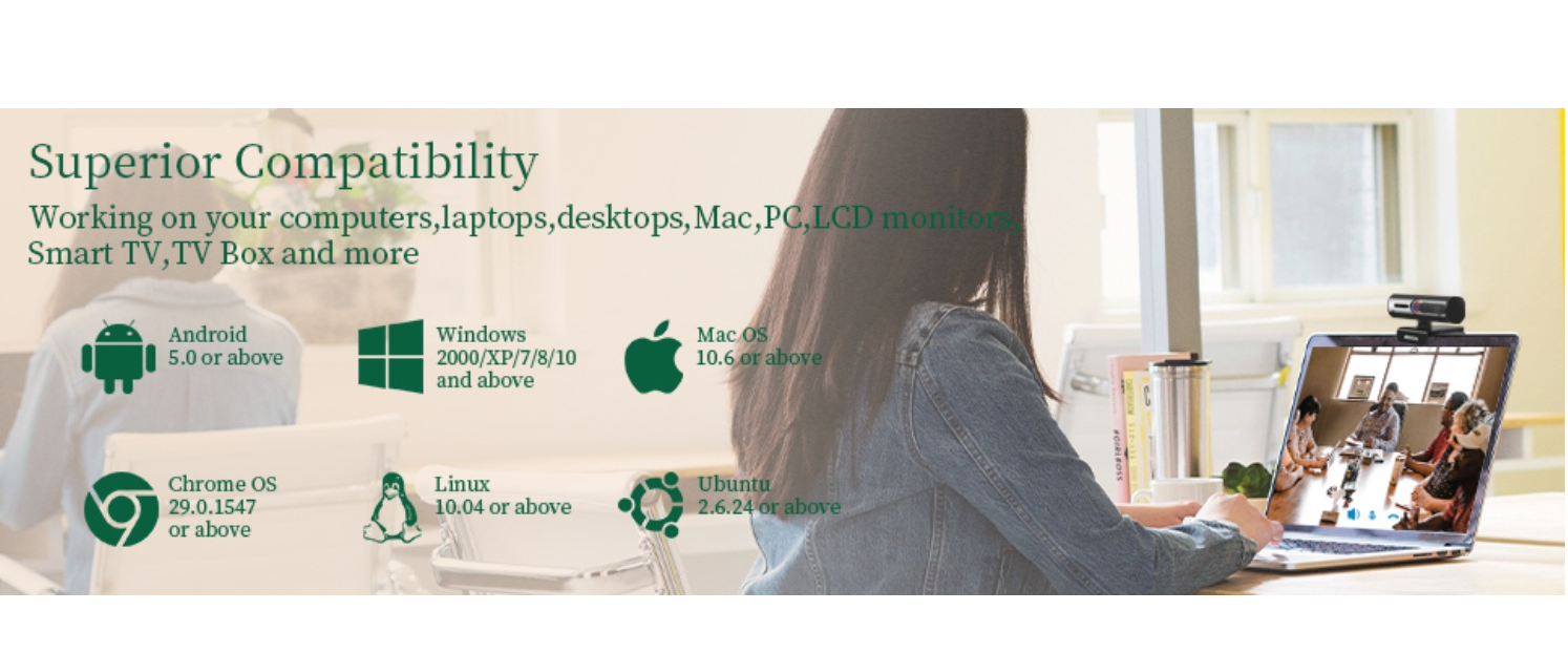 webcam compatibility, multi-system webcam,windows mac android linux,laptop desktop smart tv webcam