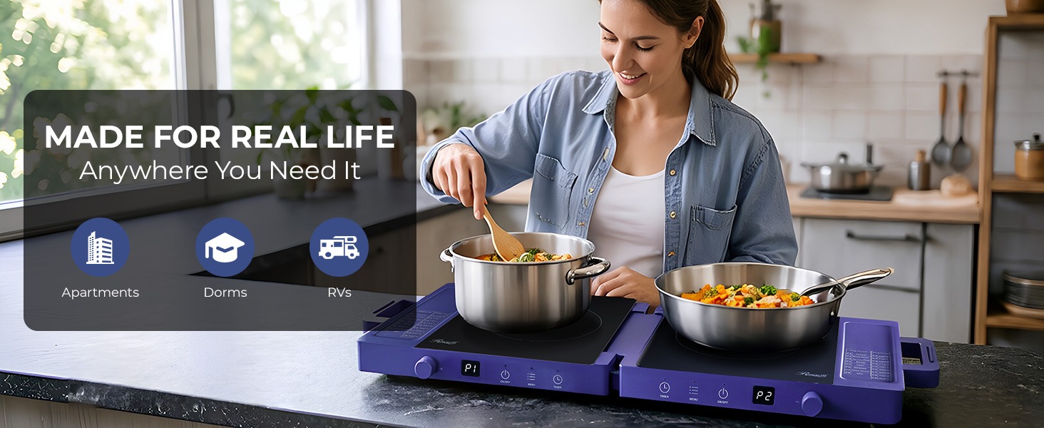 Rosewill RHAI-25002BL Foldable Dual Induction Cooktop Burner