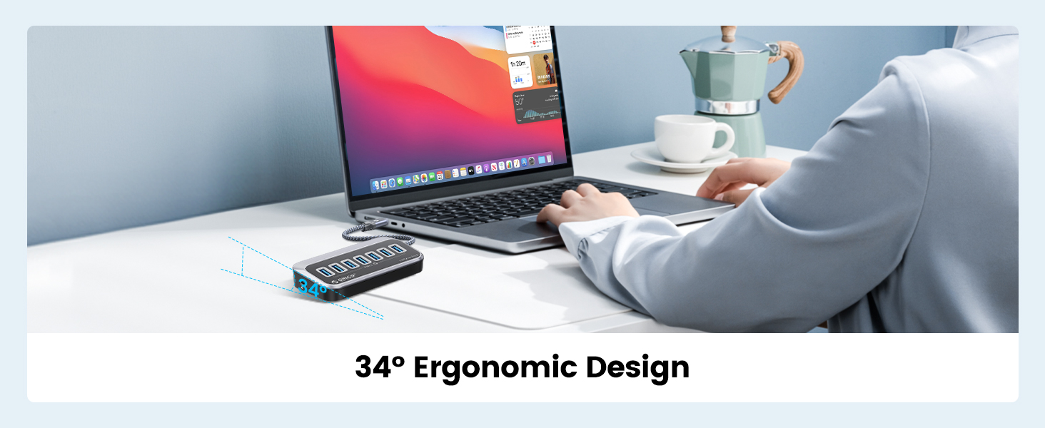 ORICO USB Hub 10Gbps with 7 USB A Ports, USB 3.2 Gen 2 Hub with 3.28Ft USB-A to USB-C Cable USB Spli