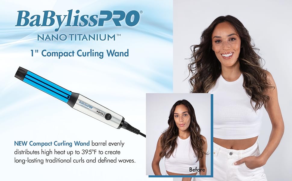 BaBylissPRO Nano Titanium Compact Full Power Curling Wand