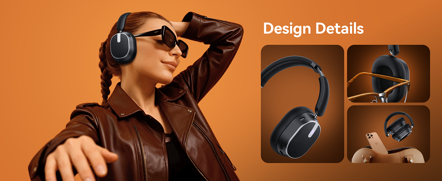 Active Noise Cancelling Headphones,120H Playtime Bluetooth 6.0 Wireless Headphones