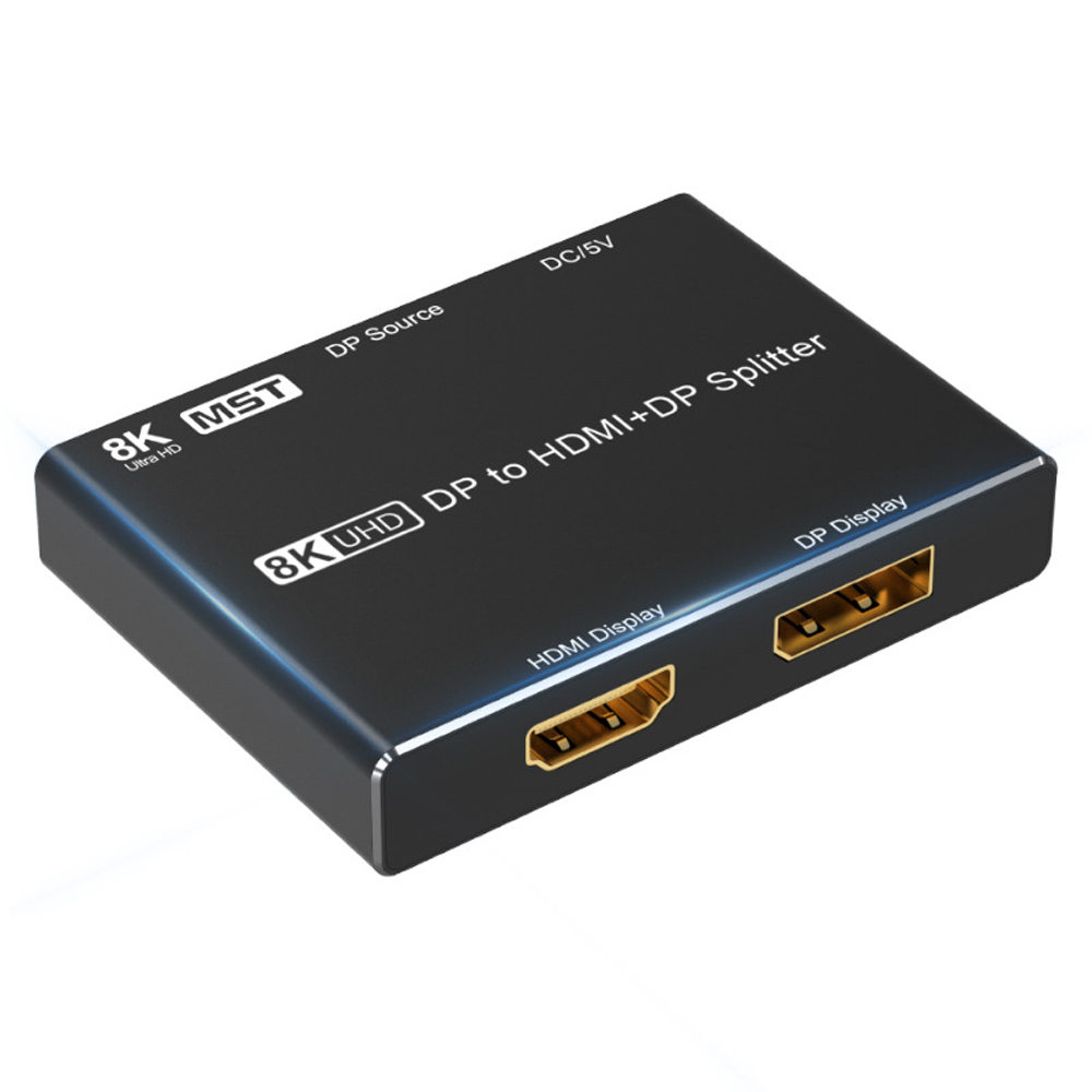 AUBEAMTO DisplayPort HDMI Splitter 8K MST SST 1In 2Out Directional DP 1.4  8K@30Hz 4K@120Hz to DisplayPort HDMI 8K 2.1 1440P@165Hz Directional