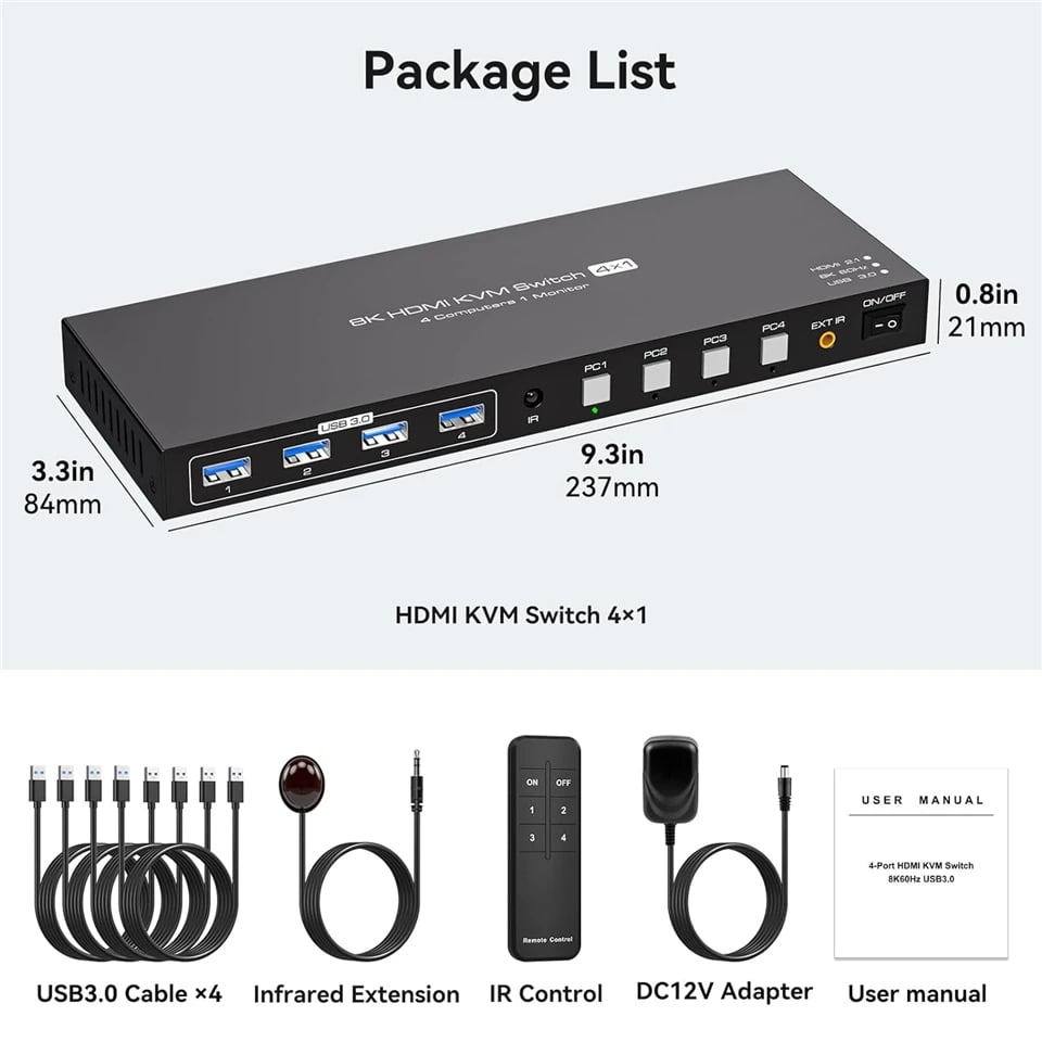 AUBEAMTO 8K@60Hz HDMI KVM Switch