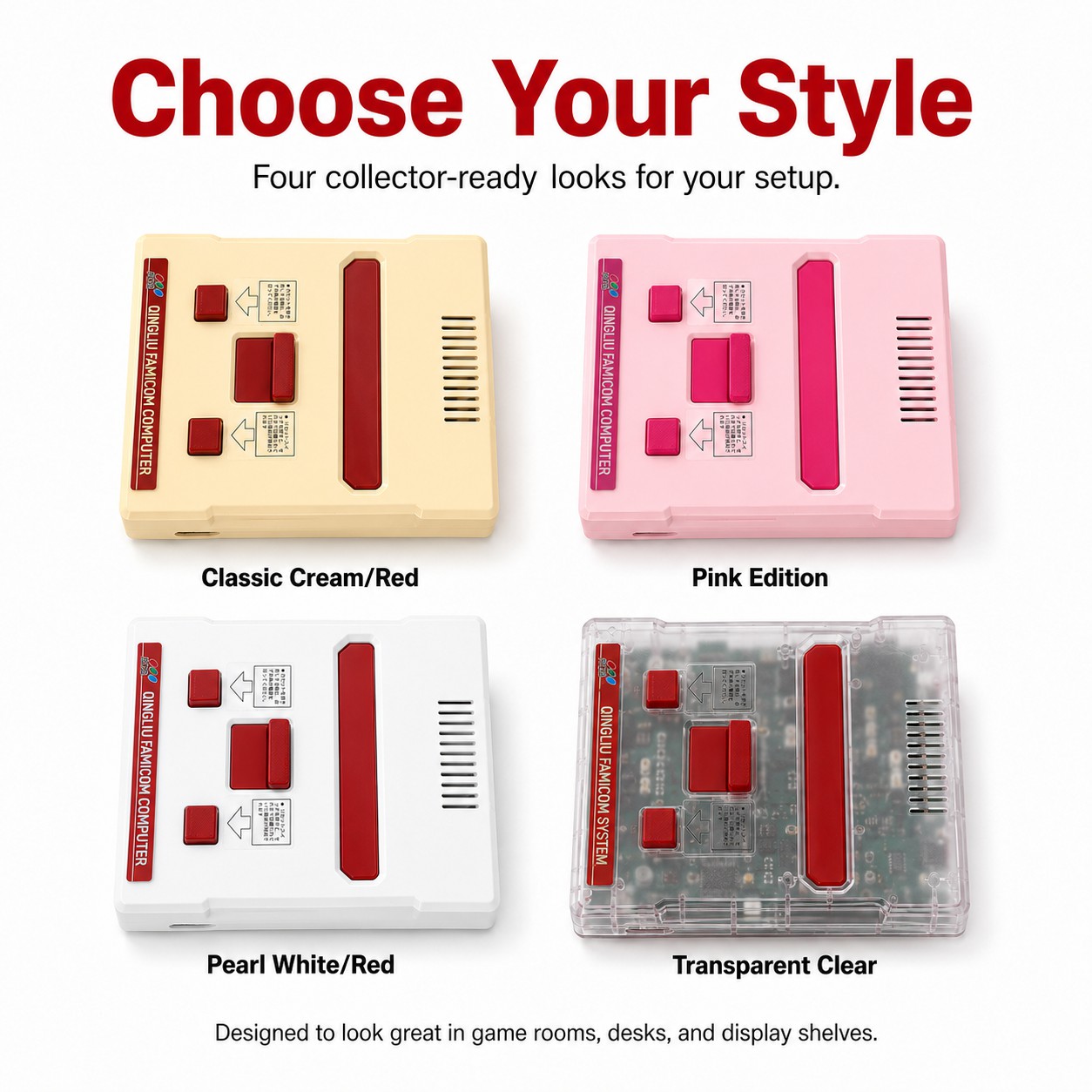 A variety of colors for you to choose from.