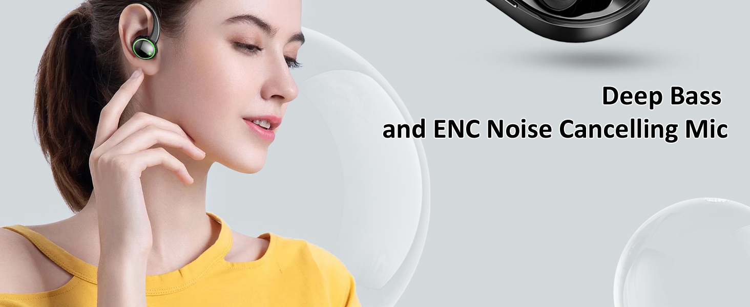 True Wireless Earbuds, Sports Bluetooth 5.4 Headphones, 4 ENC Noise Canceling Mic