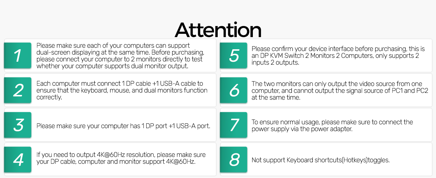 Displayport KVM Switch 2 Monitors 2 Computers 4K@60Hz,2 in 2 Out DP KVM Switcher with 4 USB 3.0