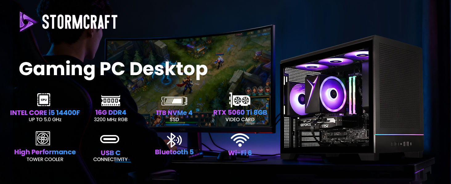 Stormcraft VIPER VI1440FBB-56TN1 Gaming Desktop PC 