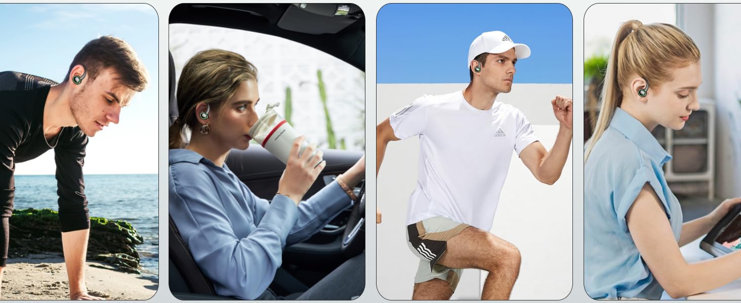 True Wireless Earbuds, Sports Bluetooth 5.4 Headphones, 4 ENC Noise Canceling Mic