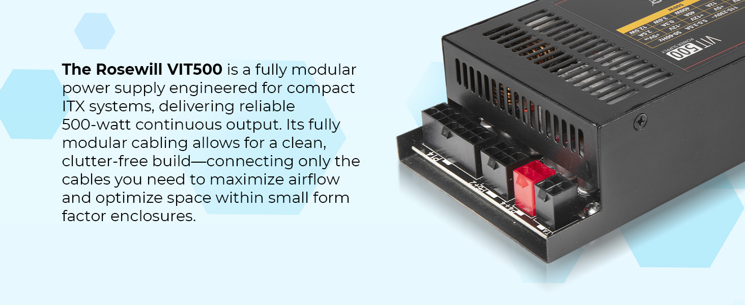 Rosewill VIT 500W Mini ITX/Flex ATX / 1U Fully Modular Power Supply