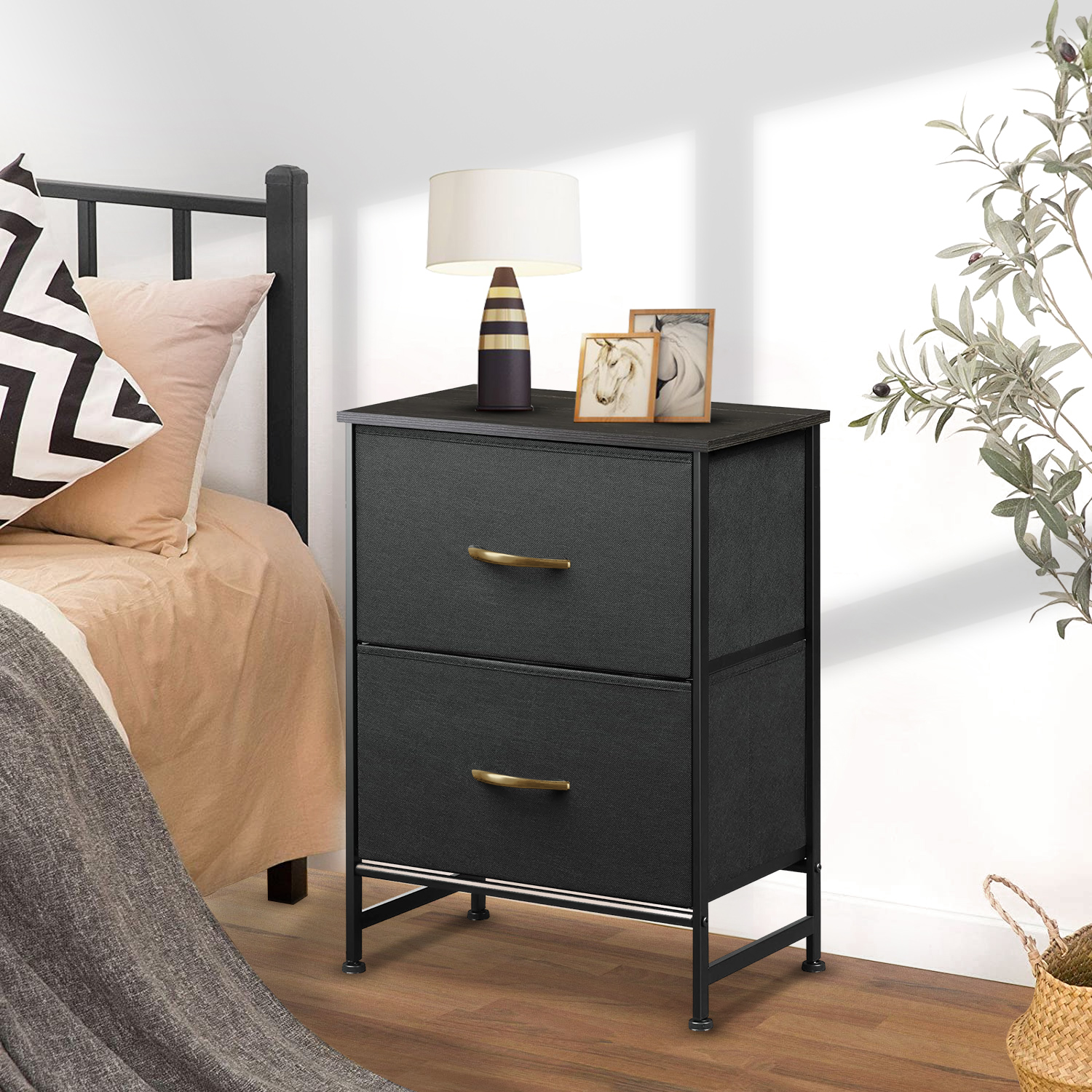 GTRACING 2-Drawer Dressers for Bedroom, Chest of Drawers with Fabric Bins, Modern Storage Organizer,