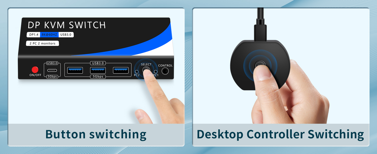 IHDAPP 2 Port Displayport Dual Monitors KVM Switch 2 Monitors 2 Computers, 8K@60Hz USB 3.0 DP KVM Sw