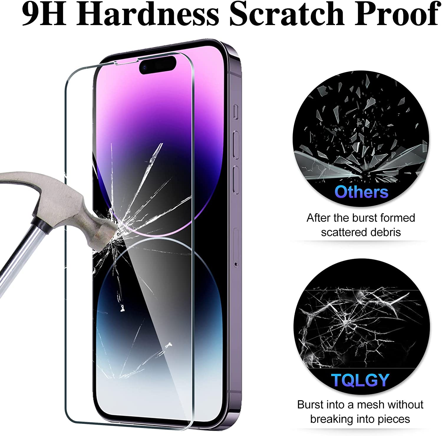 Volgen Opvoeding acuut SZYG for iPhone 14 Pro Tempered Glass Screen Protector [2-Pack] HD Clear,  9H Hardness, Scratch Resistant Case Friendly. iPhone 14 Pro - Newegg.com