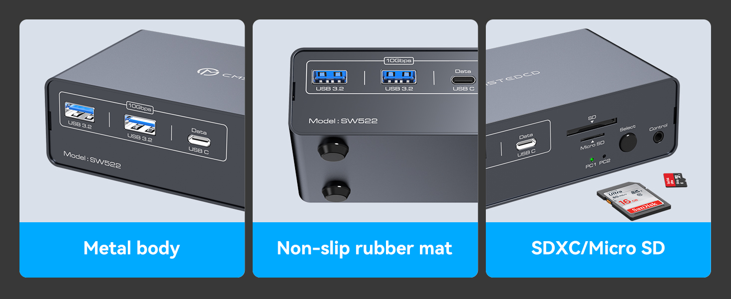 KVM Switch 2 Monitors 2 Computers USB C Docking Station with 4K60Hz HDMI and 4K120Hz DP KVM