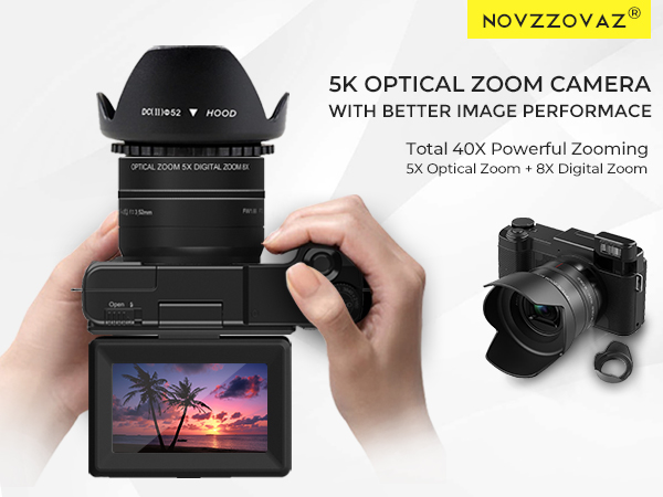 4k digital camera with lens hood