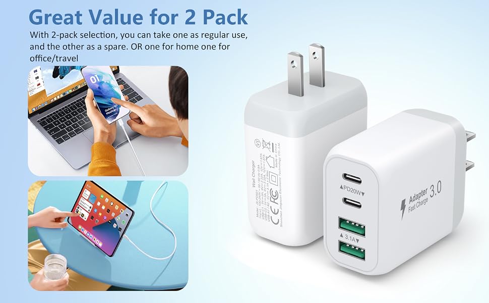 3X Faster Charging      Pofesun iPhone charger block with PD 3.0 fast charging technology charges y