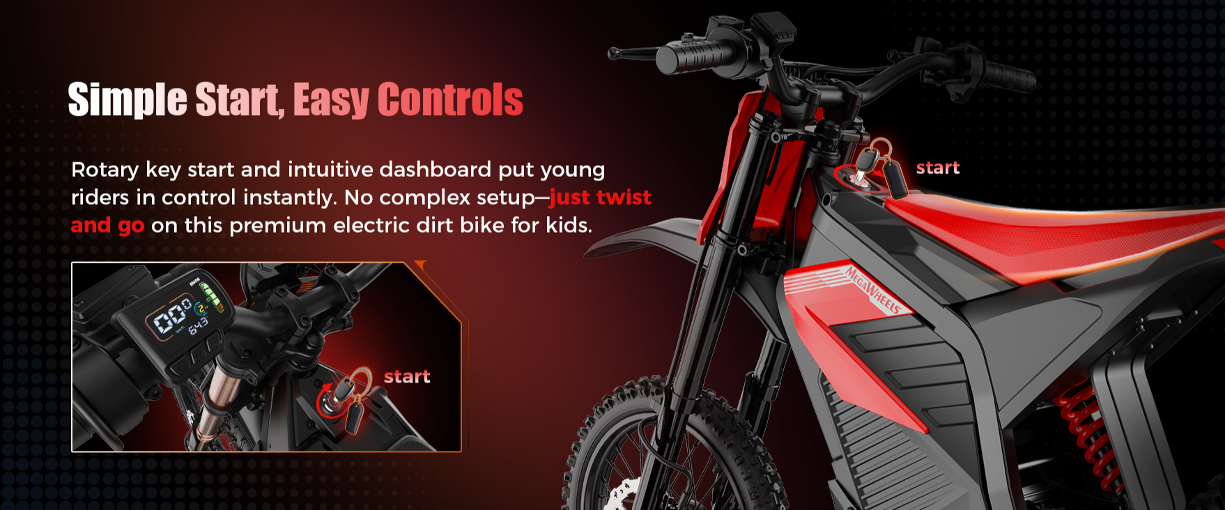 MEGAWHEELS D2 dirt bike easy to start