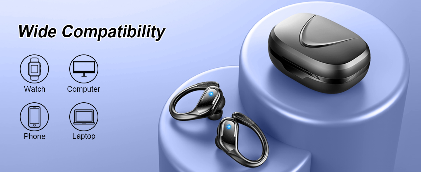 Wireless Earbuds Sport Bluetooth Headphones 5.4, Bluetooth Earbuds 75Hrs Stereo, 4 HD Mic, Over-Ear