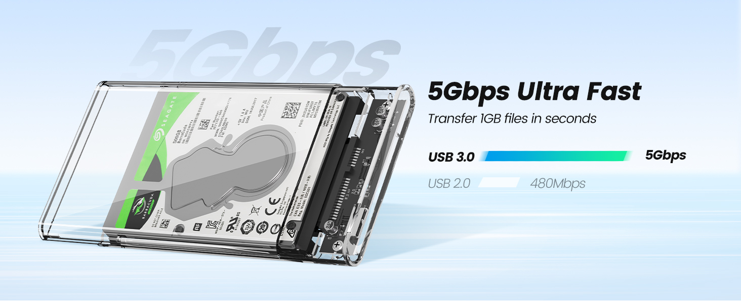 ORICO 2.5'' External Hard Drive Enclosure USB 3.0 to SATA III Tool-Free