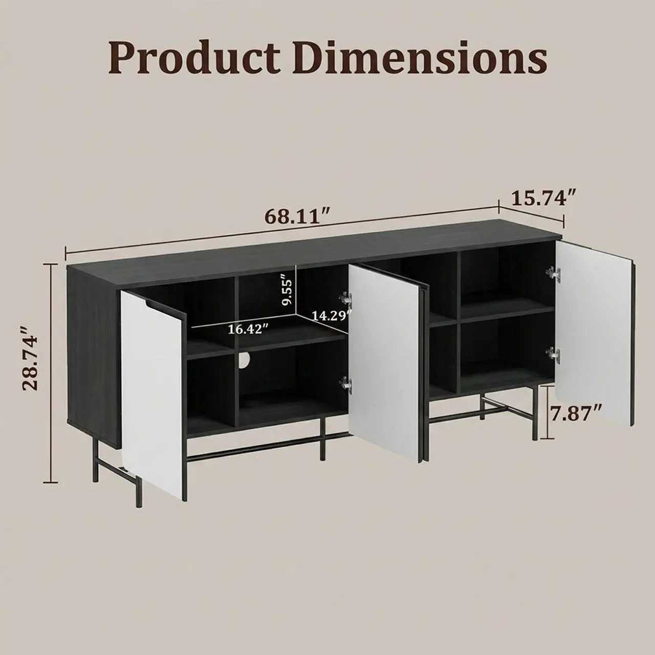 Oak Fluted Sideboard Cabinet