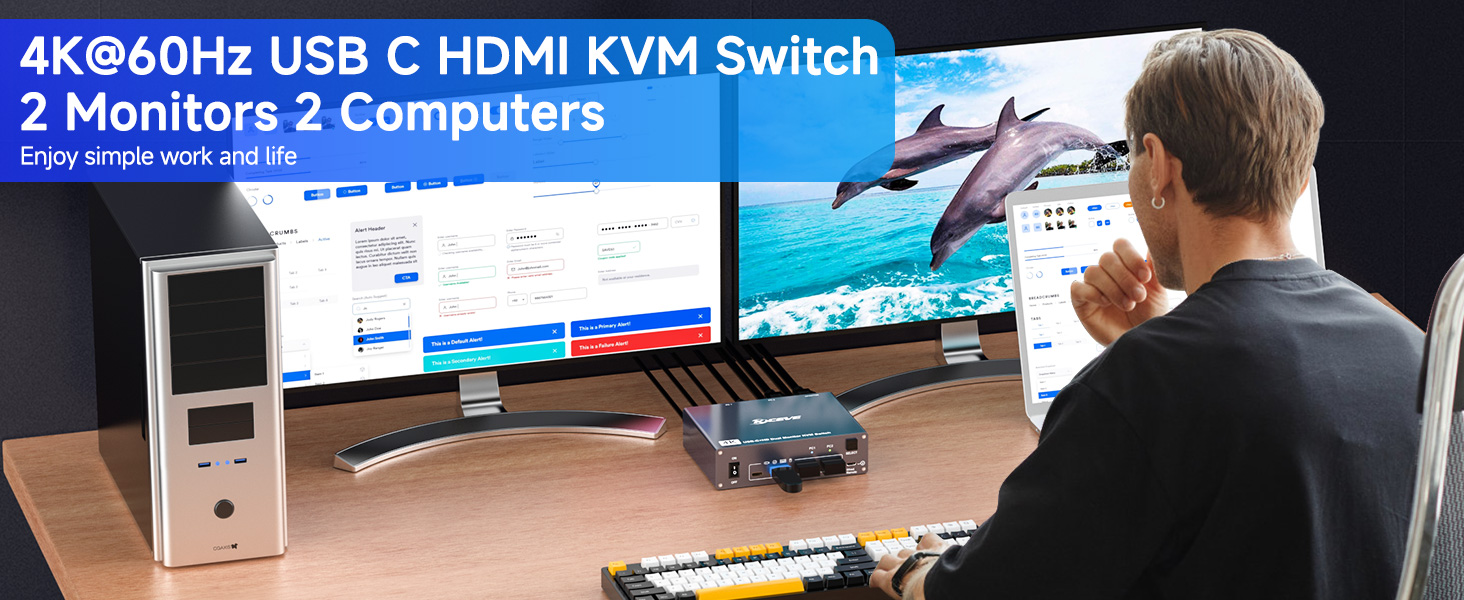 USB3.0-A and USB C KVM Switch