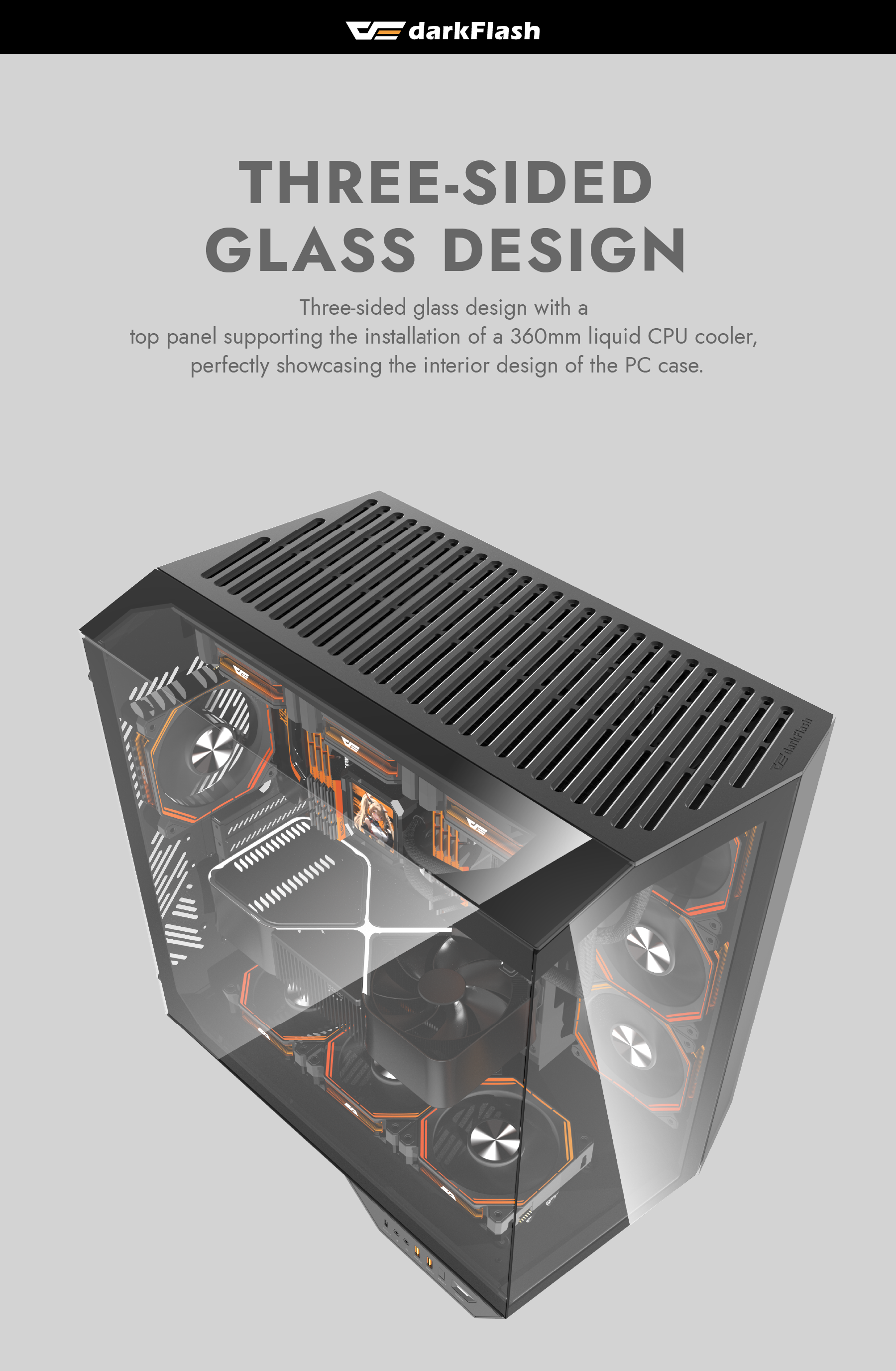 darkFlash DY470 PC Gaming Case Black