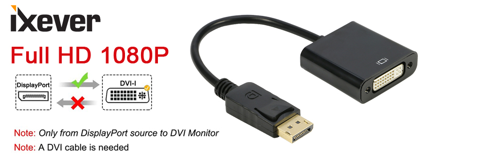 DP DisplayPort to DVI DVI-I Adapter Converter