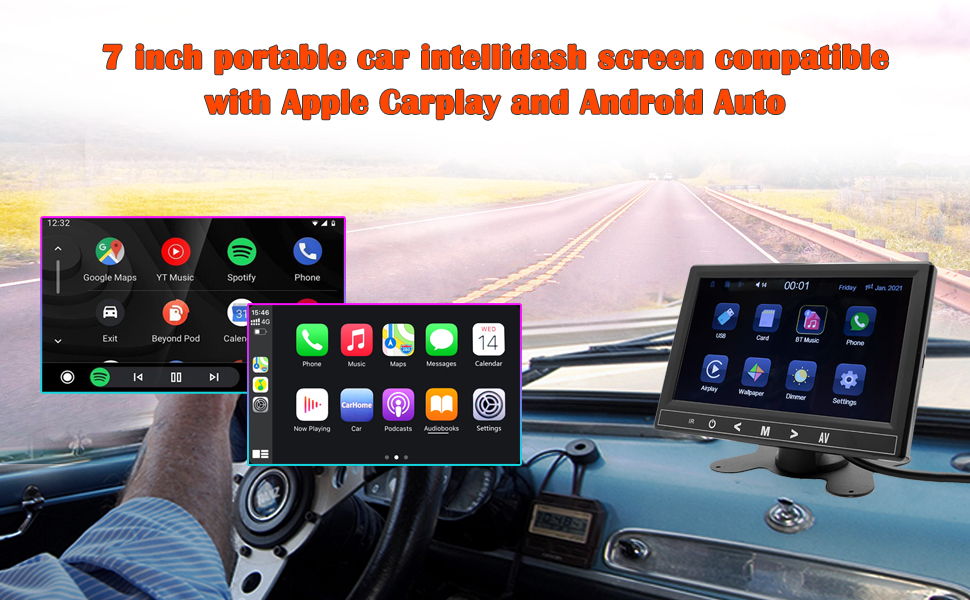 Portable Car Stereo Radio Compatible with Carplay Android Auto – Binize