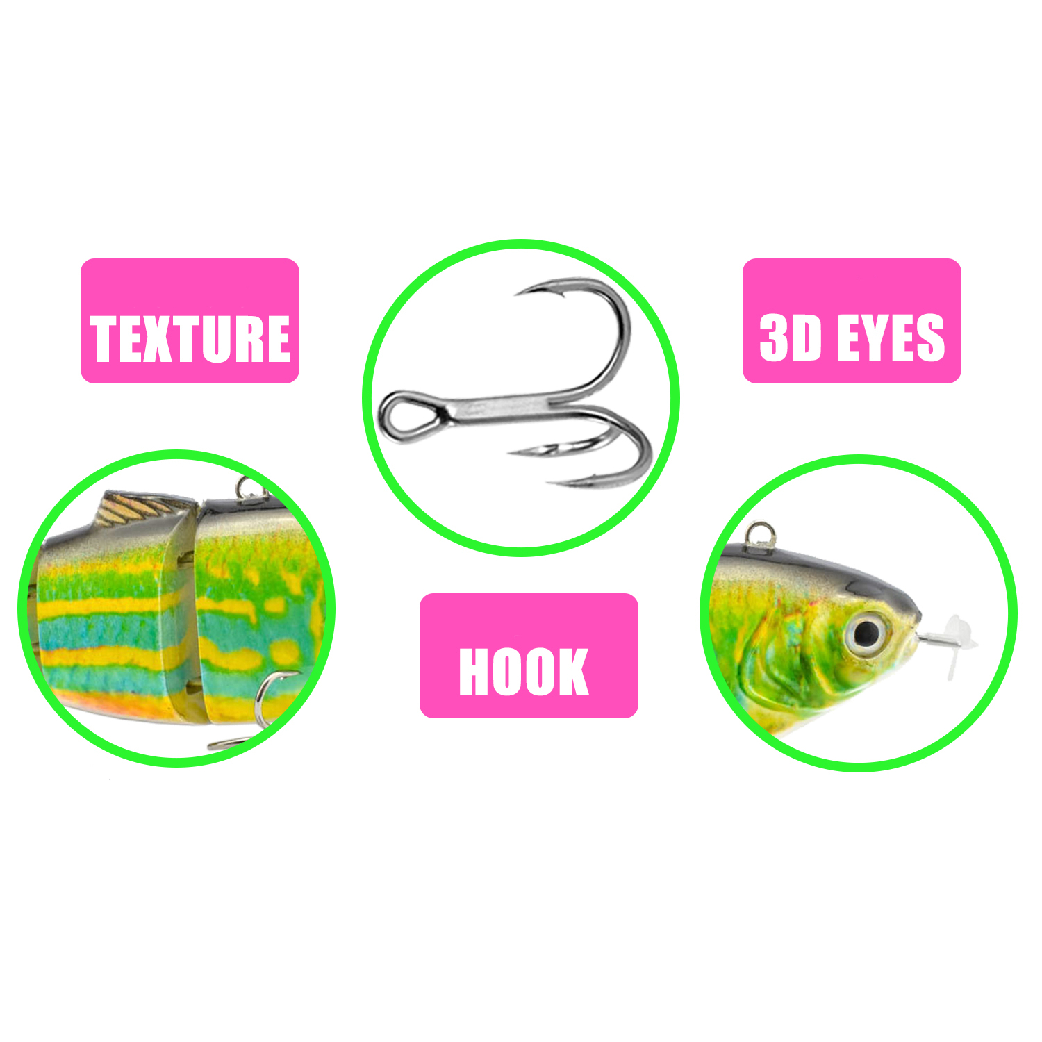 Robotic Fishing Lure Electric Wobbler Multi Jointed 4 Segments 14Cm Auto  Swimming Swimbait Usb Rechargeable Led Light Bass Pike