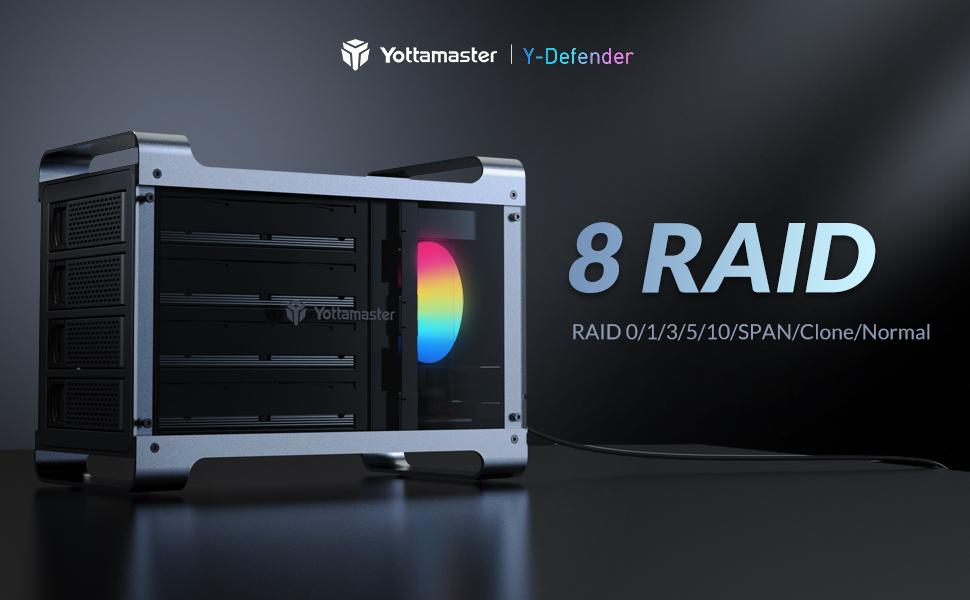 Yottamaster 4 Bay RAID USB3.0 External Hard Drive Enclosure for 2.5"/3.5" HDD/SSDs - 4 X 18TB