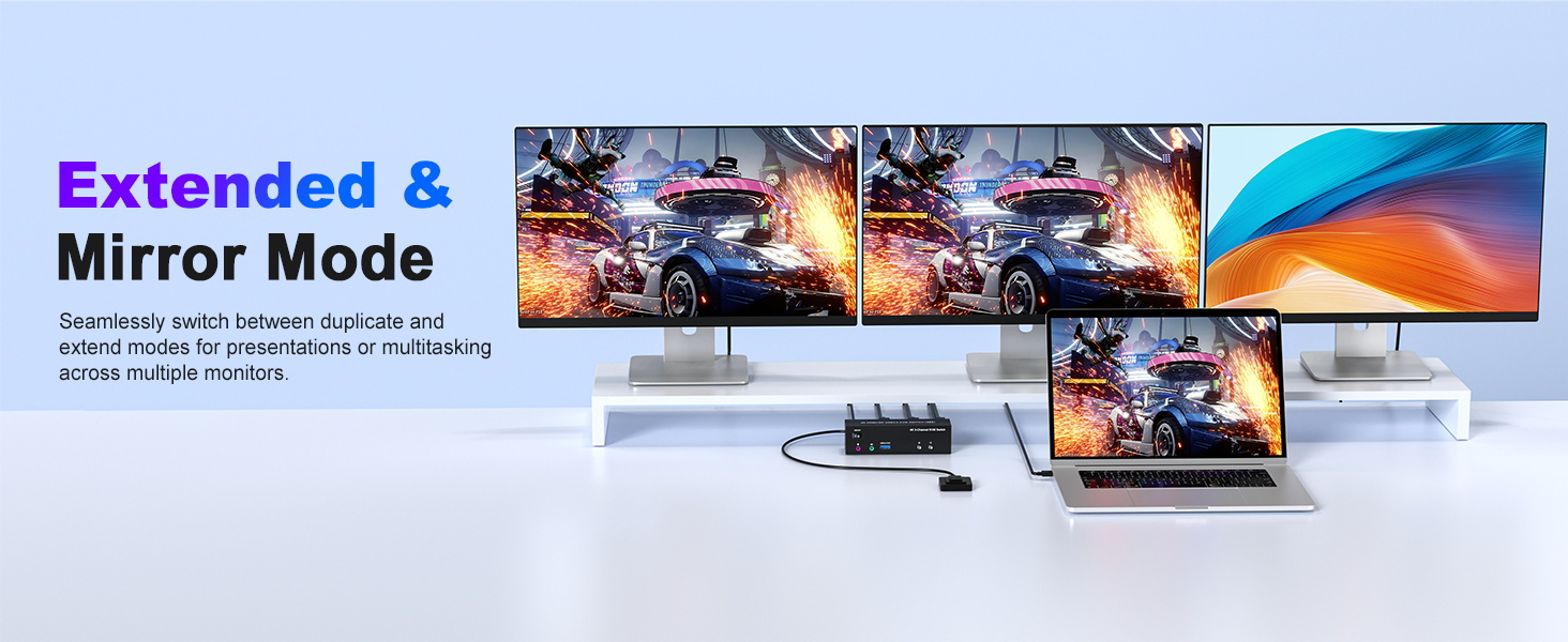 4K KVM Switch 3 Monitors 2 Computers Triple Monitor Displayport + 2 HDMI USB 3.0 KVM Switches