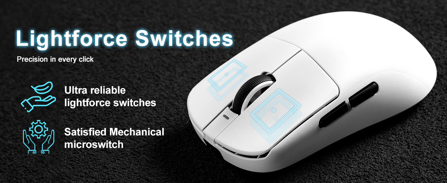 Wireless Gaming Mouse, 18000 DPI, High-Precision PAW3395 SE Sensor,55g Lightweight, Tri-Mode 2.4G/BT