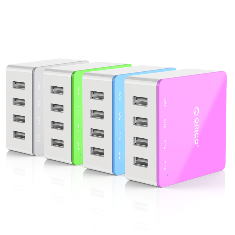 ORICO Electrical 5 Port Desktop USB Charger Green with 2 Prong Power Cord 30W Power Output for Table