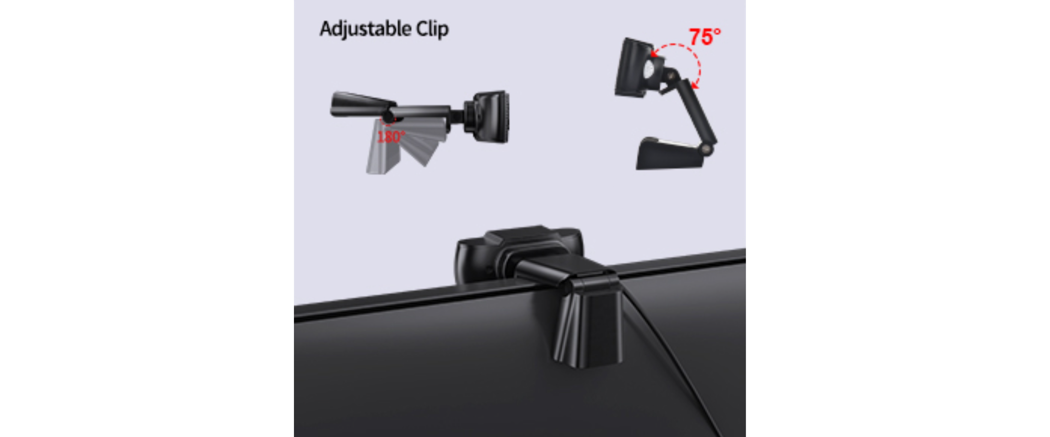 Adjustable Clip, 180° &75° Rotatable, Monitor Mount Webcam