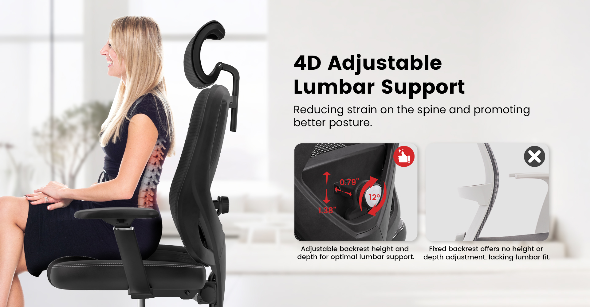 ACGAM High-Back Mesh Ergonomic Office Chair with 4D Lumbar Support