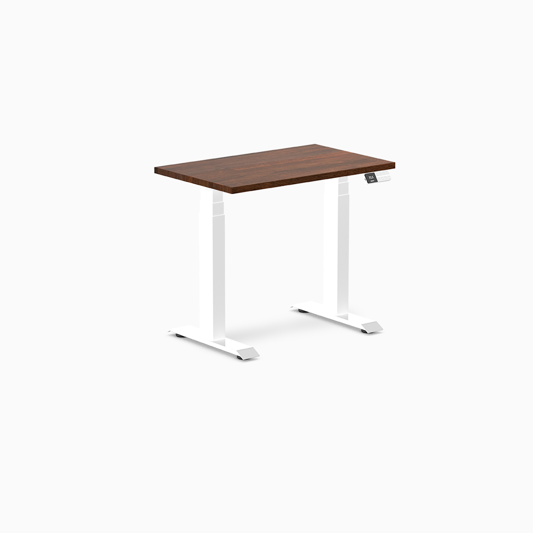 mini standing desk, small sit stand desk, rubberwood standing desk, compact desk, height adjustable