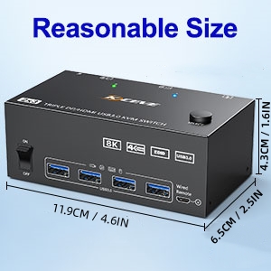 Commutateur KVM USB 3.0 HDMI 2 ports 8K@60Hz 4K@120Hz, HDCP 2.3 HDMI 2.1  KVM Switch 2 PC 1 moniteur Partager 4 périphériques USB 3.0 Clavier Souris