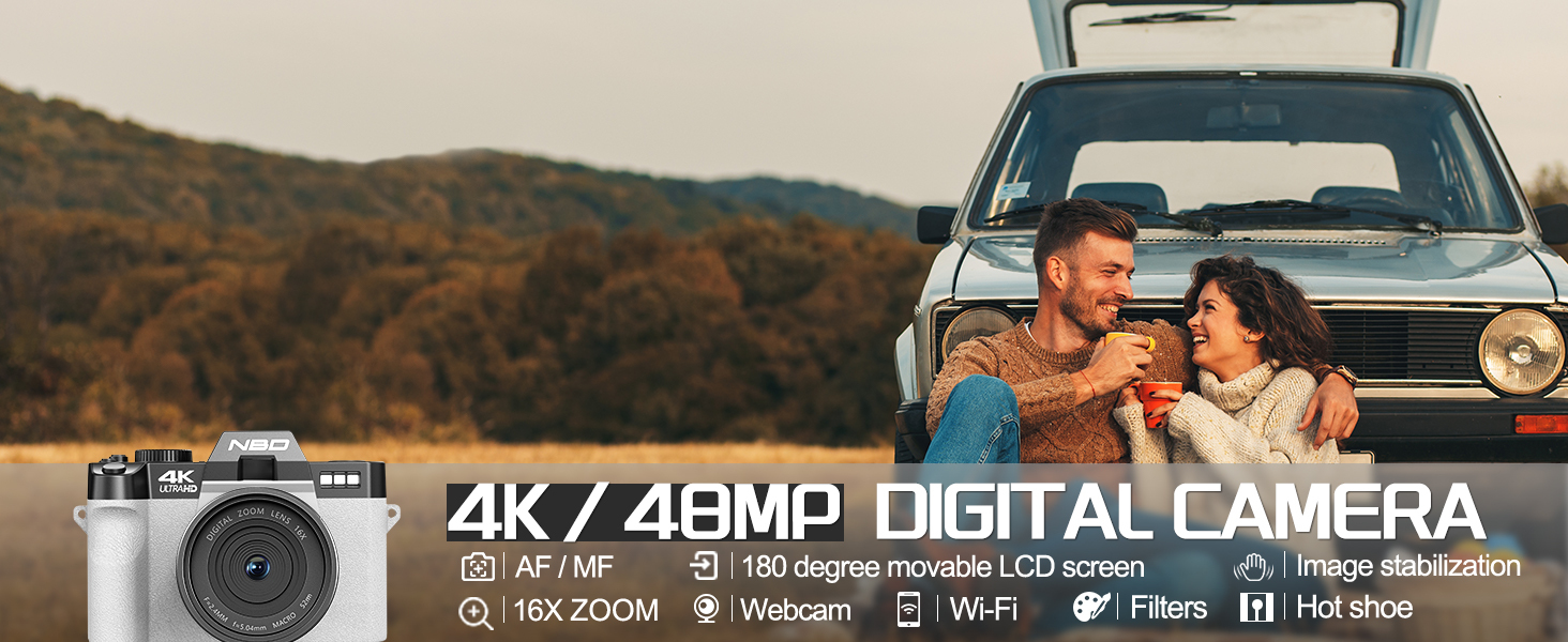 4K digital camera, travel vlogging camera, portable photography camera, outdoor compact camera
