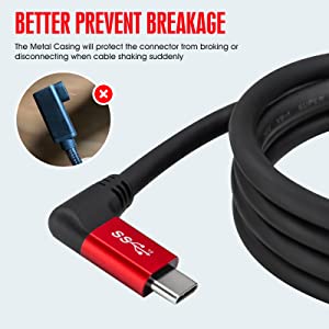 Right angle USB C to C Cable 10ft