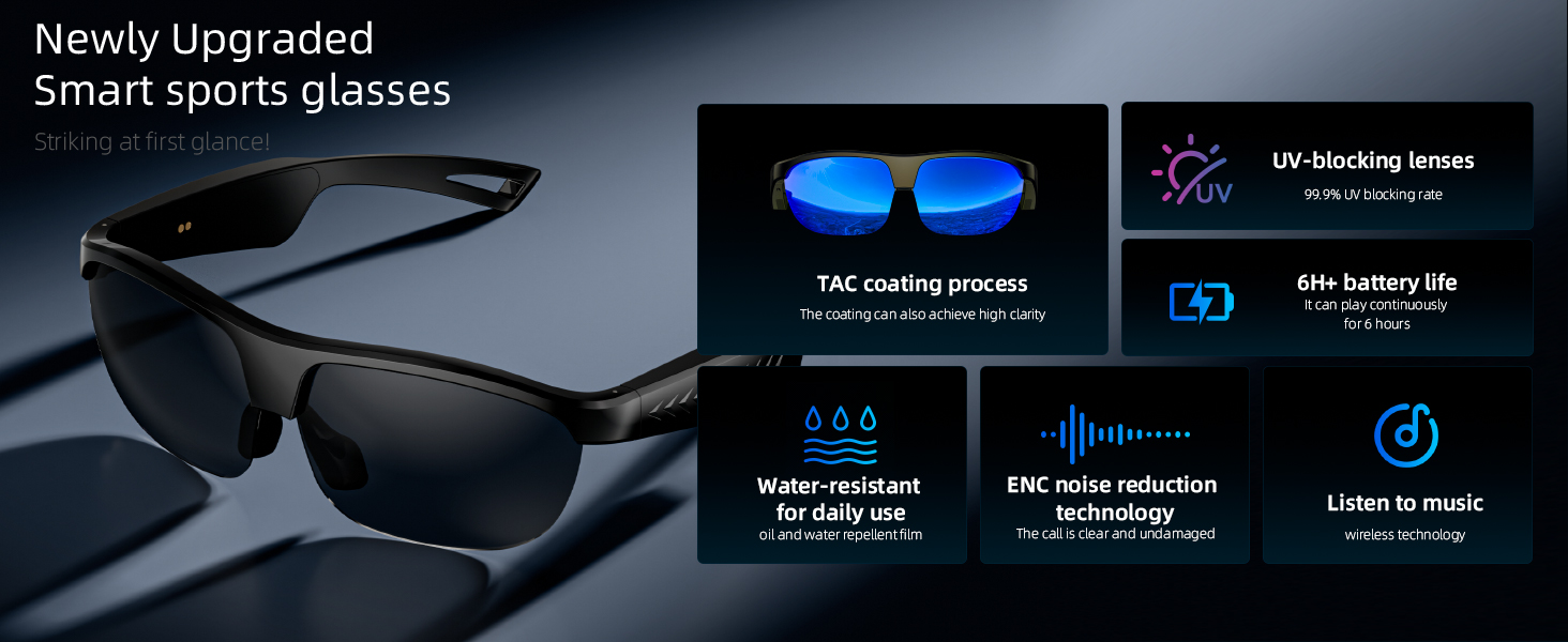Hands-Free Calling Music Smart Eyeglasses