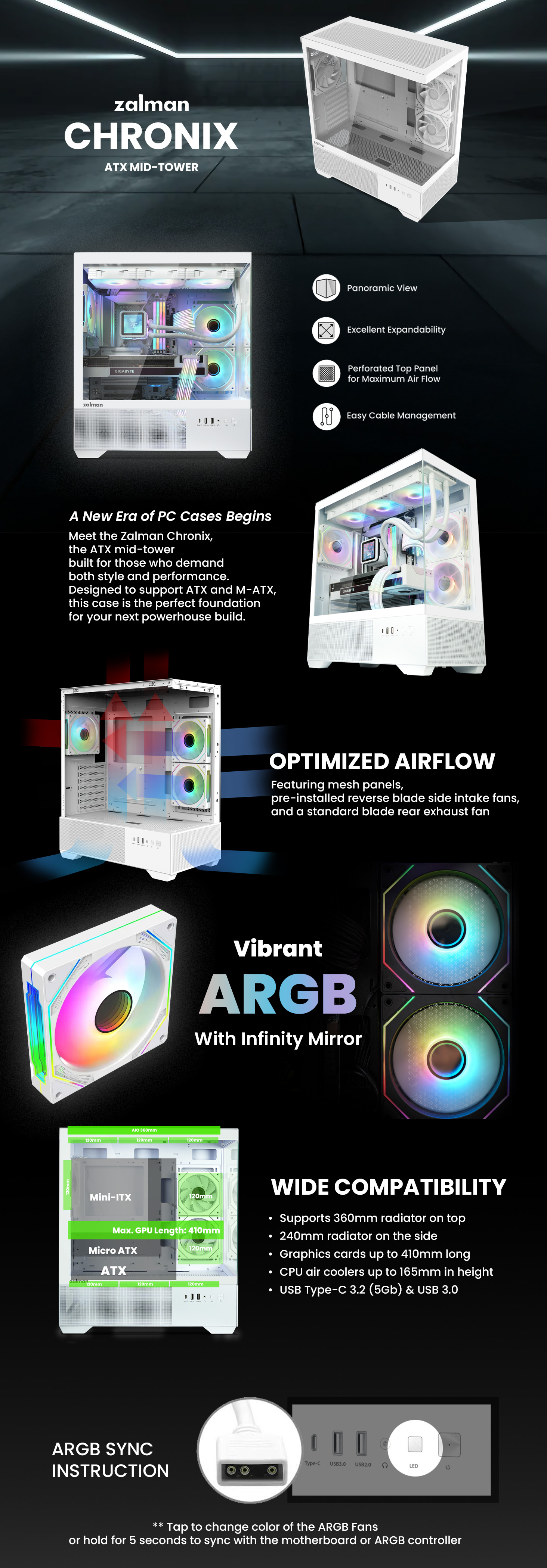 zalman chronix atx mid tower pc case