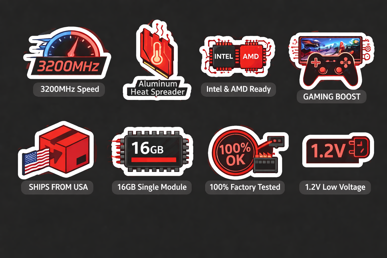 Avexir DDR4 3200MHz Gaming RAM: 16GB Single Module, Aluminum Heat Spreader, Intel & AMD Compatible,