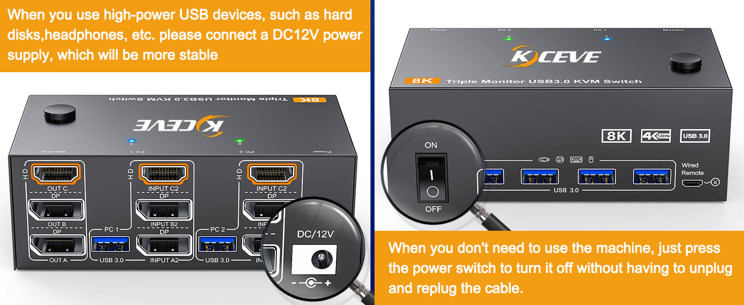 This KVM Switches supports both physical buttons and 1.5m wired remote switching, you can choose you