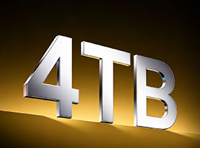 Chrome 3D 4TB lettering on gold backdrop