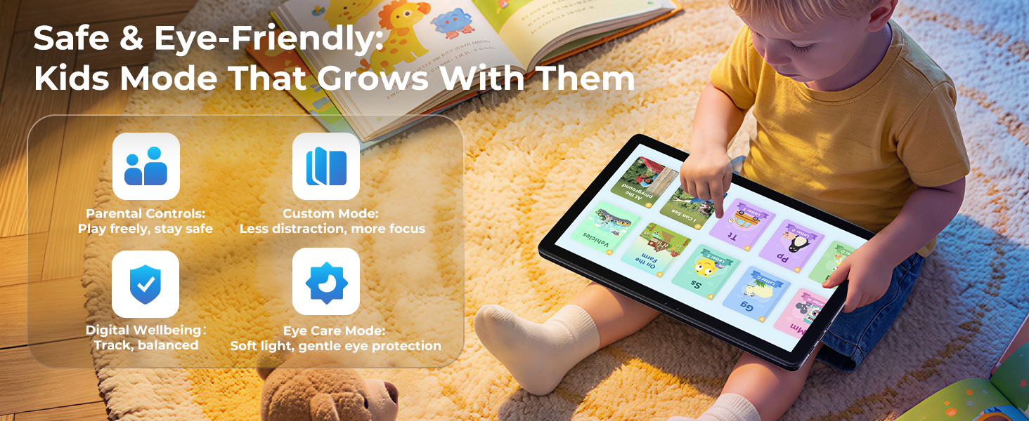Safe & Eye-Friendly: Kids Mode That Grows With Them