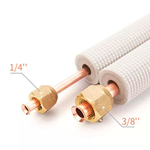 della 16 ft Mini Split Line Set, 1/4 inch & 3/8 inch O.D. Copper Pipes Tubing and 3/8 White Thickened PE Insulated Coil with Flared Nuts for Mini