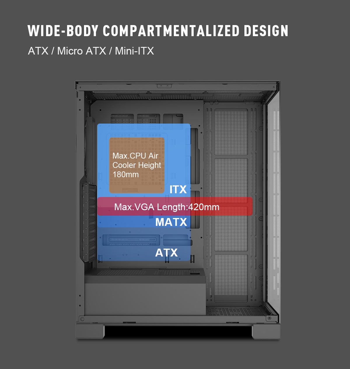 DIYPC Vanguard-F2-Pro Black Gaming Computer Case