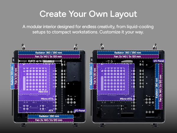 Cooler Master QUBE 540 Stardust Iron ATX Mid-Tower PC Case 