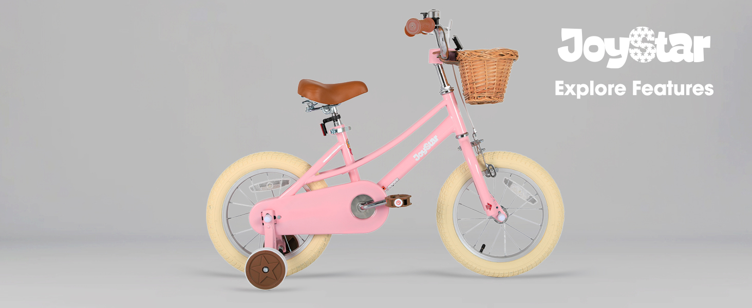 joystar kids bike boy girl children youth bicycle training wheels basket low-step frame