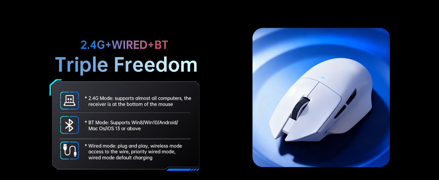 65g SUPERLIGHT Mouse with Magnetic Charging Dock, PixArt PAW3311 Gaming Sensor